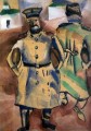 Soldados con pan acuarela y gouache sobre cartón contemporáneo Marc Chagall